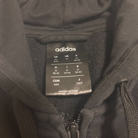 Adidas Women's Black Full Zip Hoodie Logo Sweatshirt Long Sleeve Size M - Picture 5 of 5
